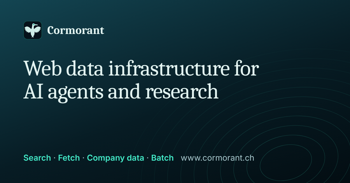 Cormorant — web data infrastructure for AI agents and research
